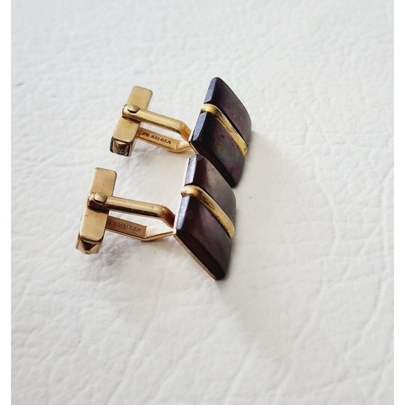 Vintage Swank Cufflinks Shirt Studs 1/20 of 12k GF Formal Mother of Pearl MOP - Picture 3 of 8